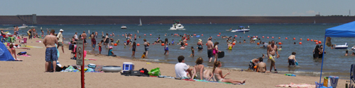 ChatfieldSwimBeach500P1000957 The Chatfield swim beach is heavily used on a recent Sunday afternon.