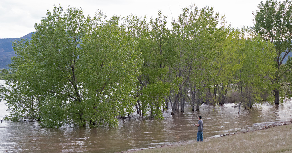 A fisherman near the North Boat Ramp on May 14, 2015. Click on photo to enlarge.